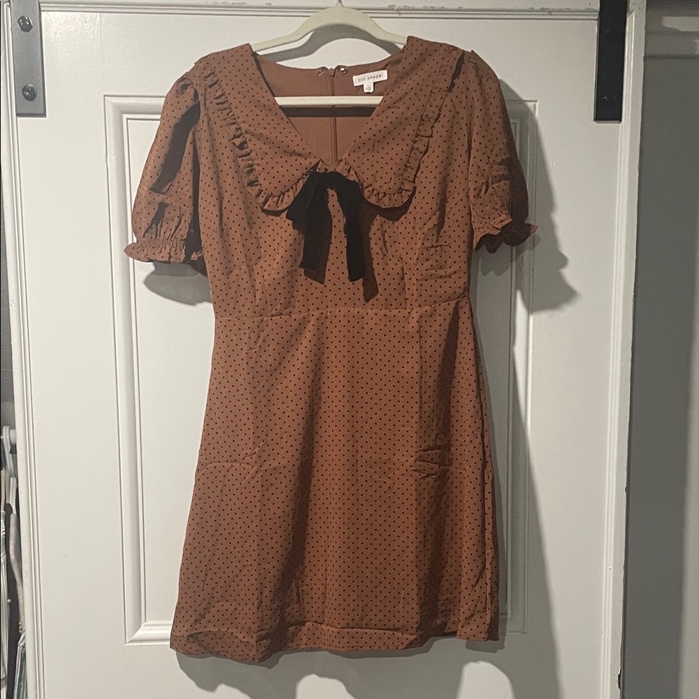 Blu Pepper Brown Mini Dress with Black Dots